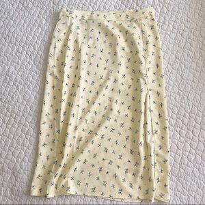NWT BCBG yellow floral midi skirt